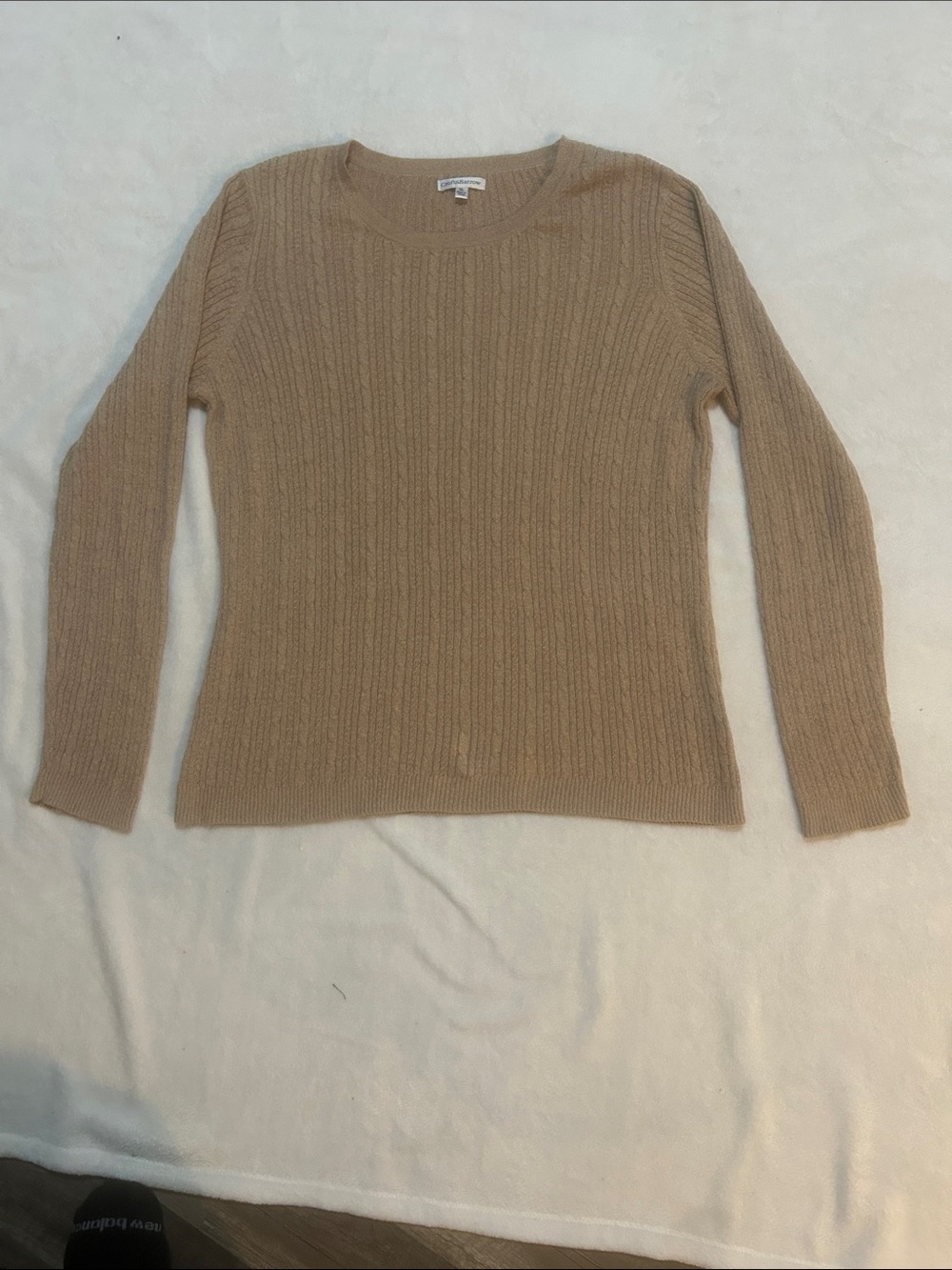 croft & barrow Women’s Sweater 100% Cotton Light Brown Crewneck Size XL